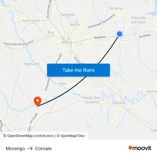 Morengo to Cornale map