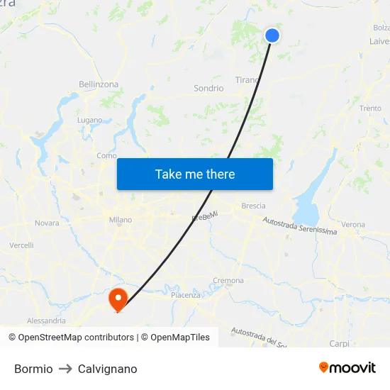 Bormio to Calvignano map