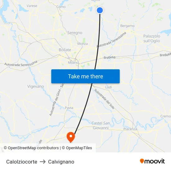 Calolziocorte to Calvignano map