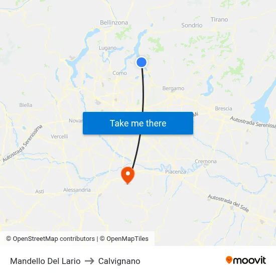 Mandello Del Lario to Calvignano map