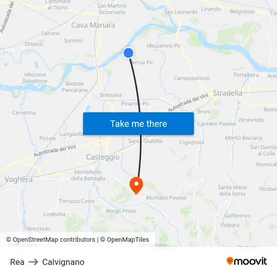 REA to Calvignano map