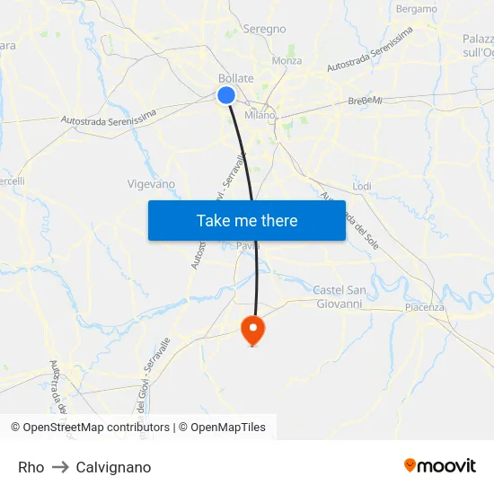 Rho to Calvignano map