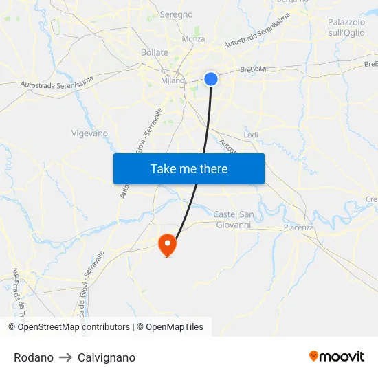 Rodano to Calvignano map