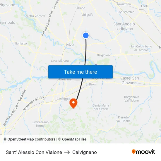 Sant' Alessio Con Vialone to Calvignano map