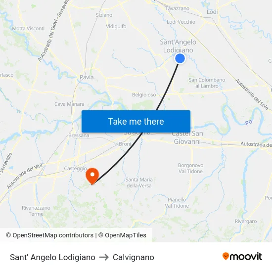 Sant' Angelo Lodigiano to Calvignano map