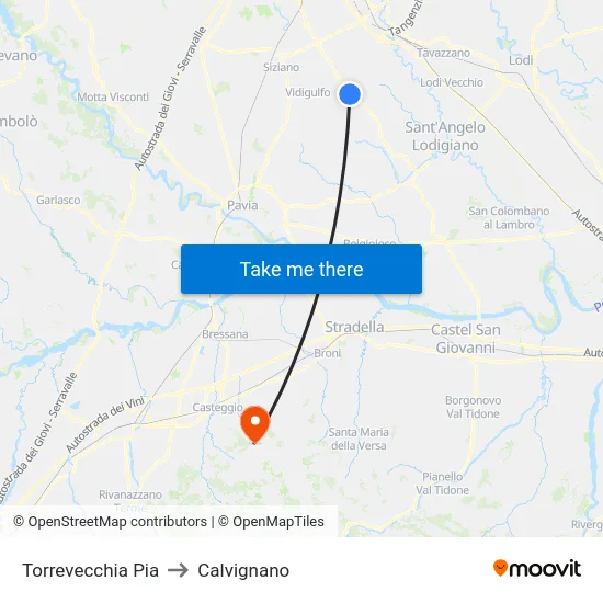 Torrevecchia Pia to Calvignano map