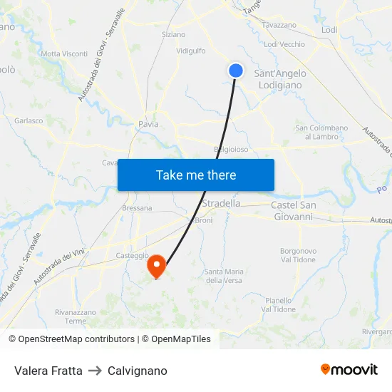 Valera Fratta to Calvignano map