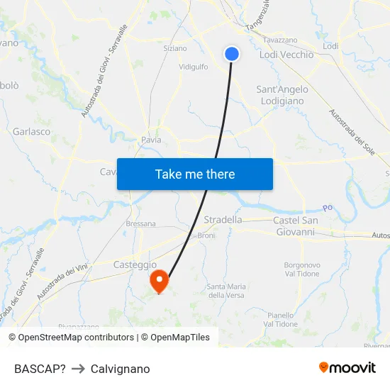 Bascap to Calvignano map