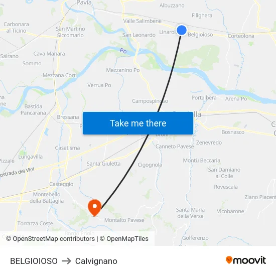 BELGIOIOSO to Calvignano map