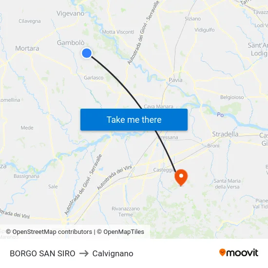 BORGO SAN SIRO to Calvignano map