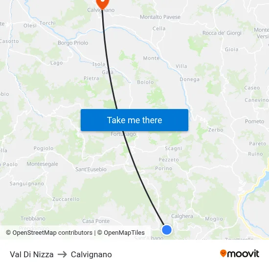 Val Di Nizza to Calvignano map