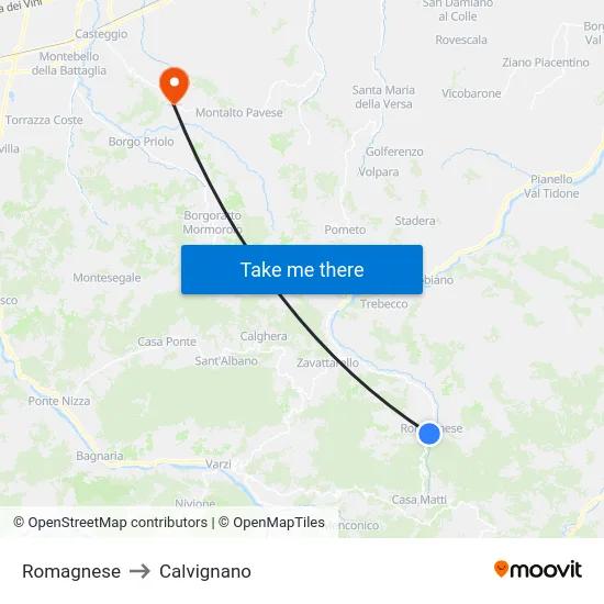 Romagnese to Calvignano map