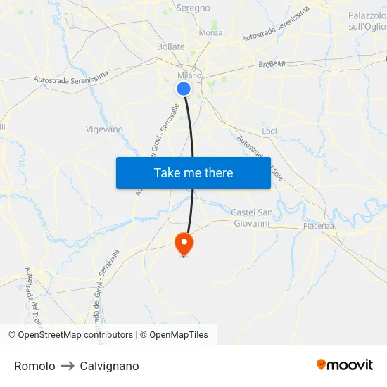 Romolo to Calvignano map