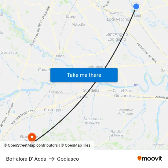 Boffalora D'Adda to Godiasco map