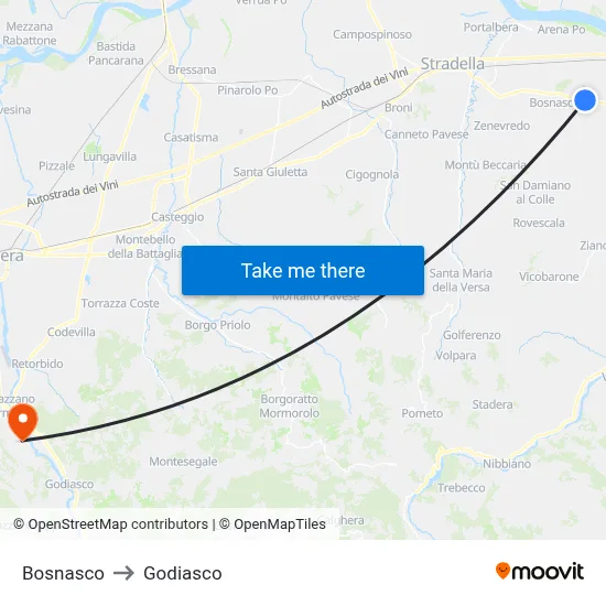 Bosnasco to Godiasco map