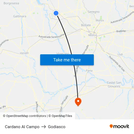 Cardano al Campo to Godiasco map