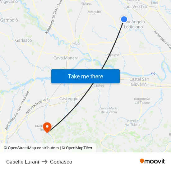 Caselle Lurani to Godiasco map