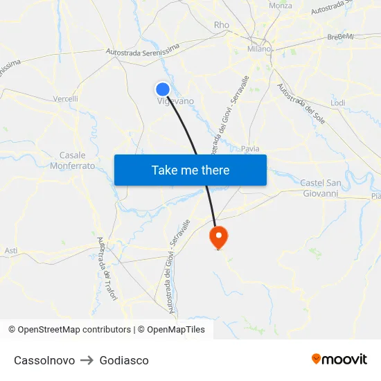 Cassolnovo to Godiasco map