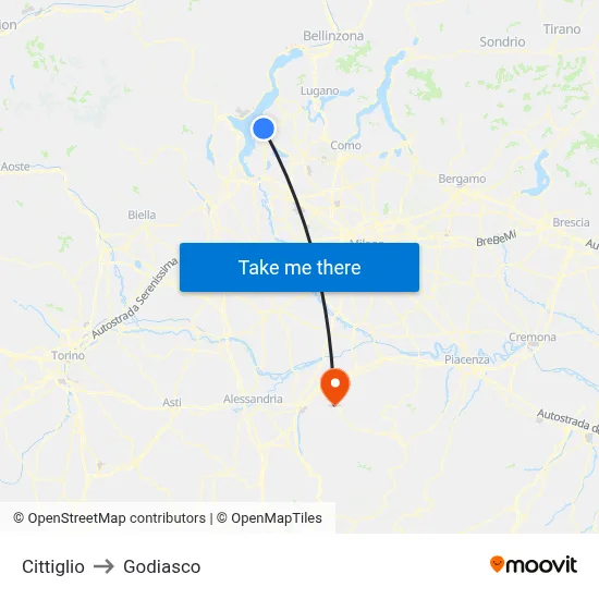 Cittiglio to Godiasco map