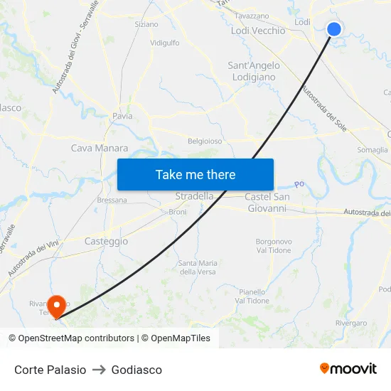 Corte Palasio to Godiasco map