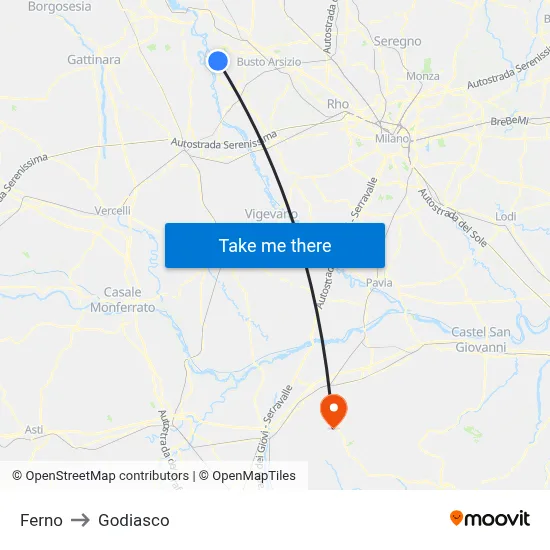 Ferno to Godiasco map