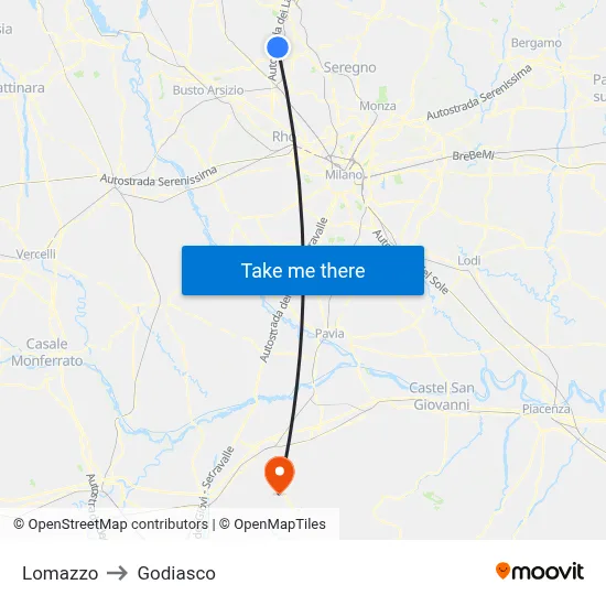 Lomazzo to Godiasco map
