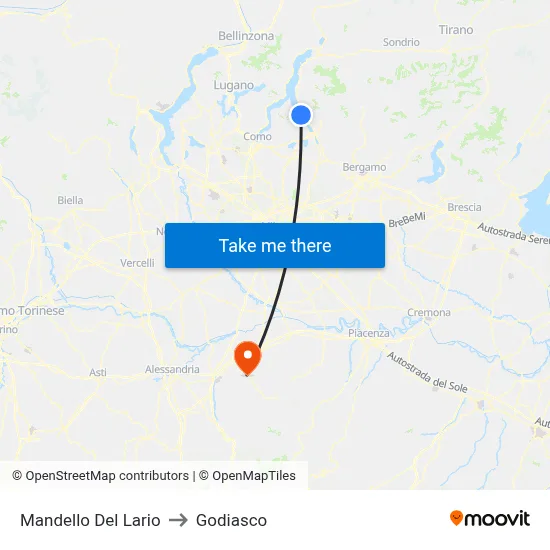 Mandello Del Lario to Godiasco map