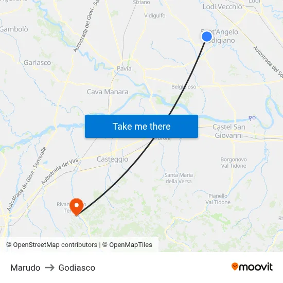 Marudo to Godiasco map