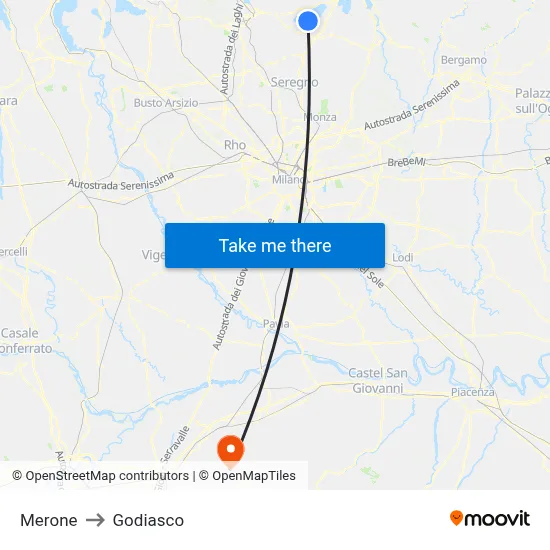 Merone to Godiasco map