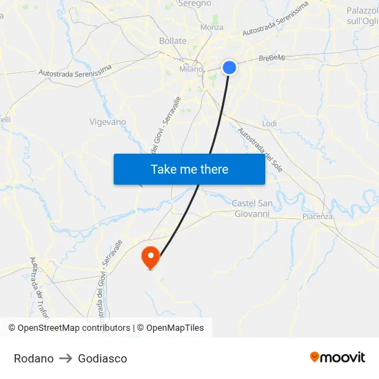 Rodano to Godiasco map