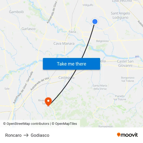 Roncaro to Godiasco map