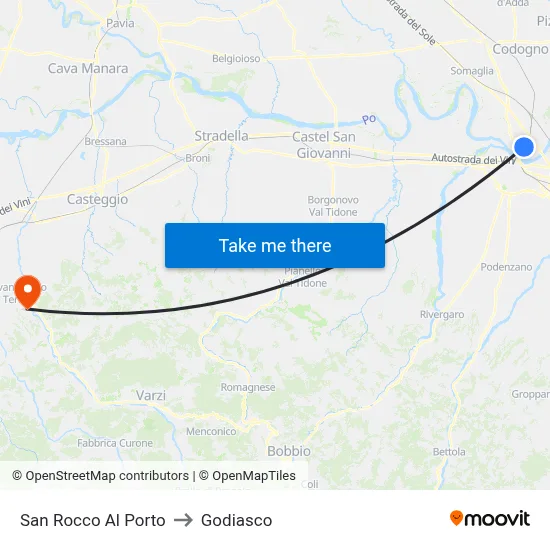 San Rocco Al Porto to Godiasco map