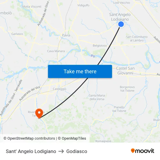 Sant' Angelo Lodigiano to Godiasco map