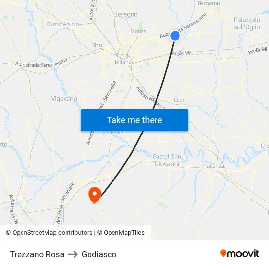 Trezzano Rosa to Godiasco map