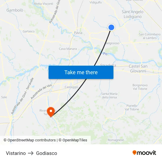 Vistarino to Godiasco map