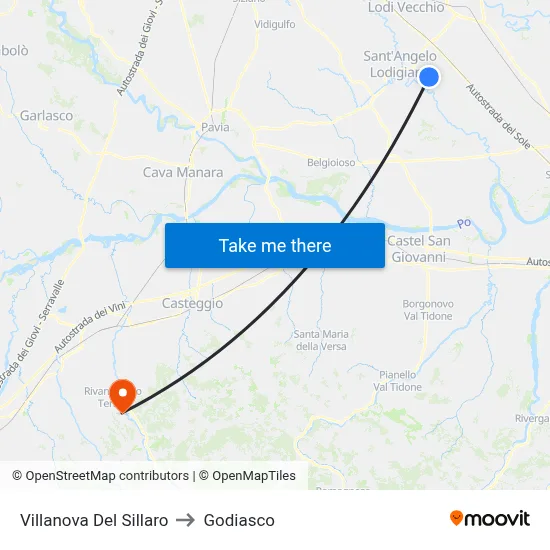 Villanova Del Sillaro to Godiasco map