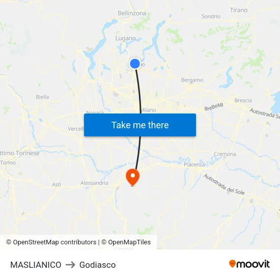 Maslianico to Godiasco map