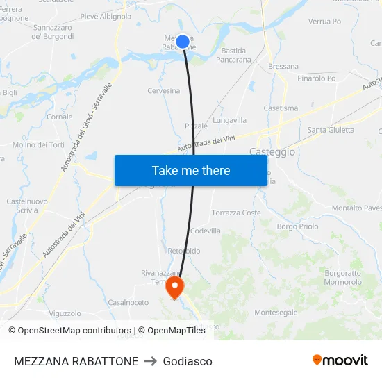 Mezzana Rabattone to Godiasco map