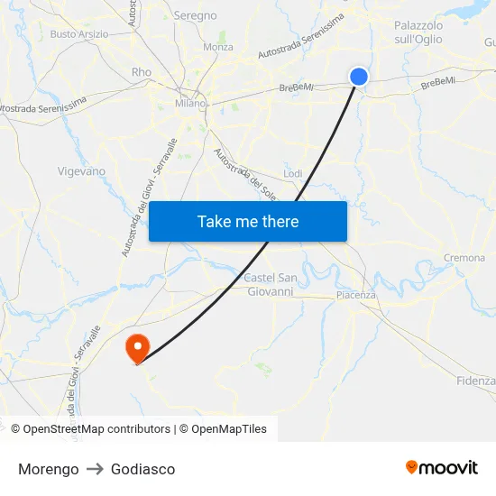 Morengo to Godiasco map