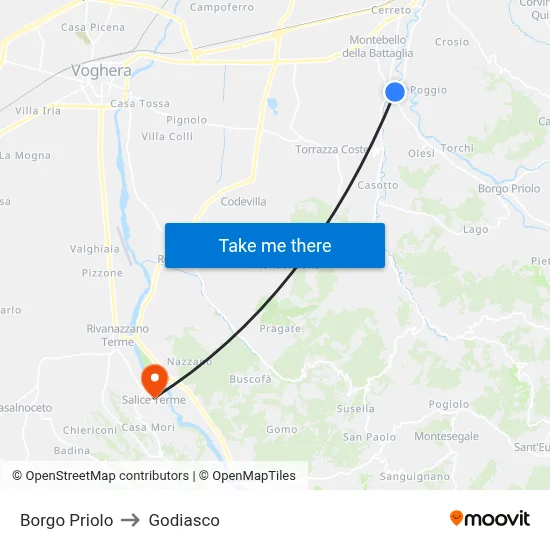 Borgo Priolo to Godiasco map