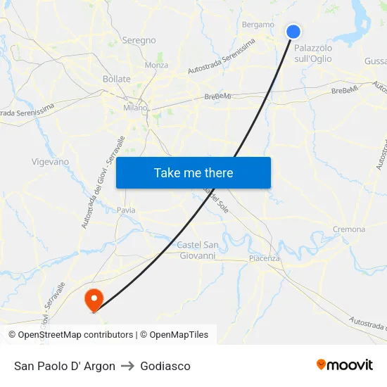 San Paolo d'Argon to Godiasco map