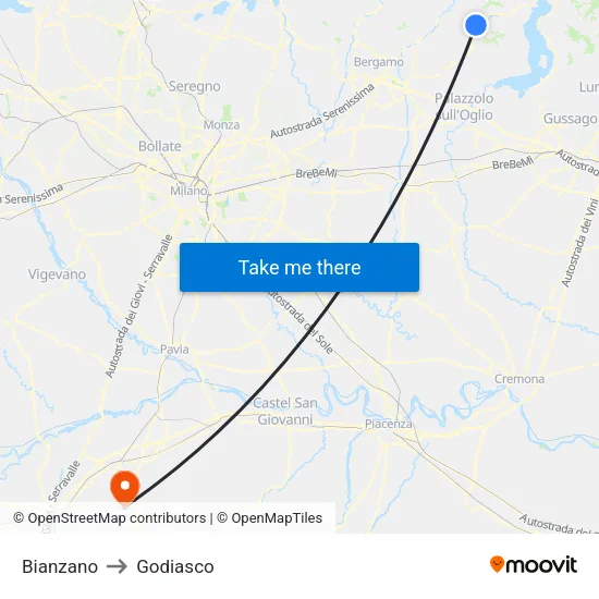 Bianzano to Godiasco map