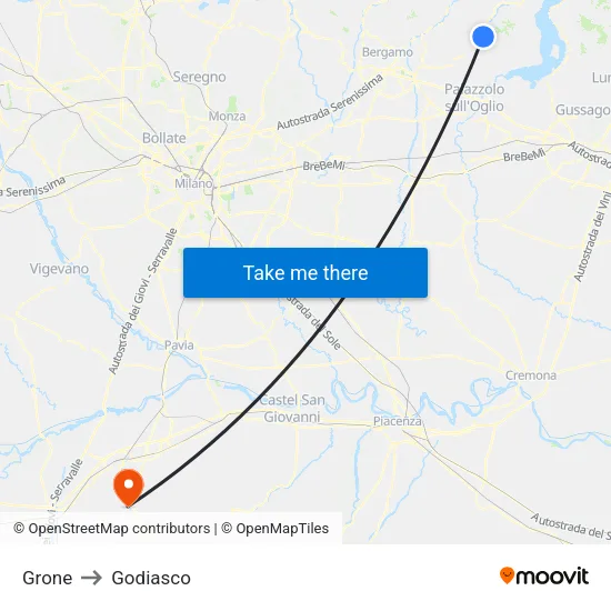 Grone to Godiasco map