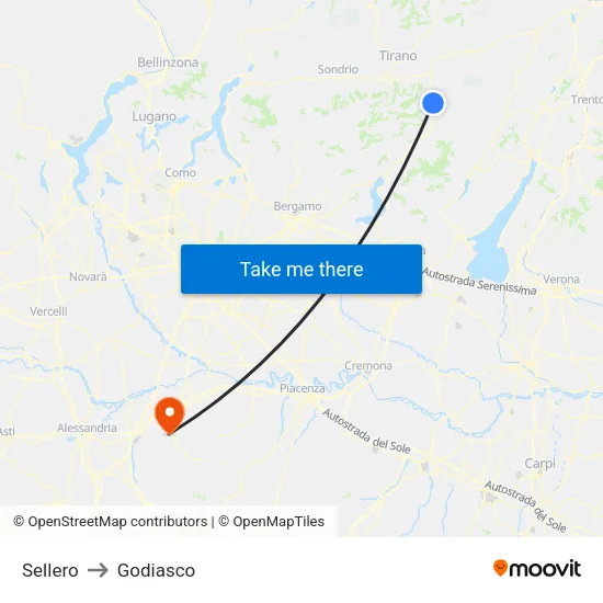 Sellero to Godiasco map