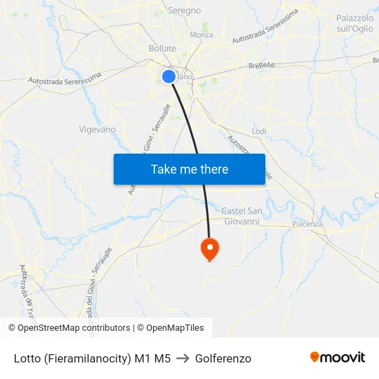 Lotto M1 M5 to Golferenzo map