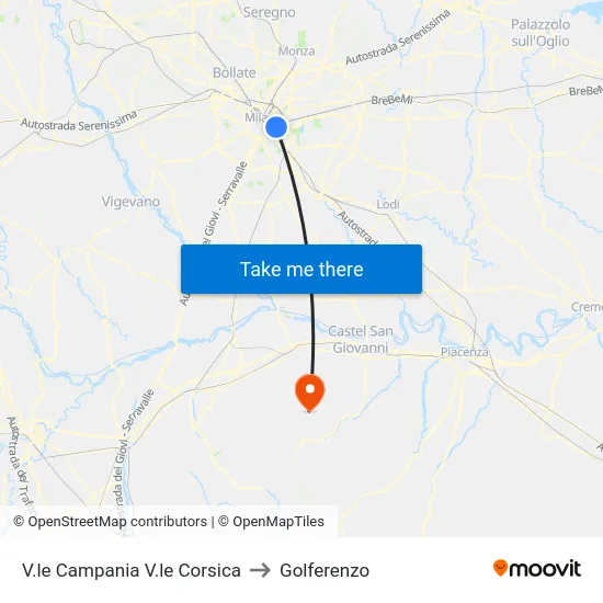 V.le Campania V.le Corsica to Golferenzo map