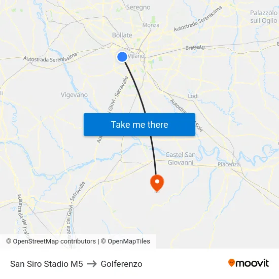 San Siro Stadium M5 to Golferenzo map