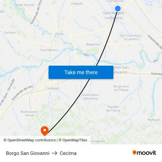 San Giovanni Borough to Cecima map