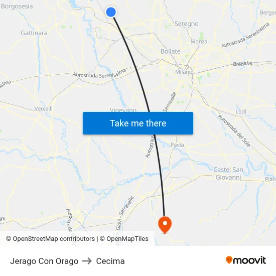 Jerago con Orago to Cecima map