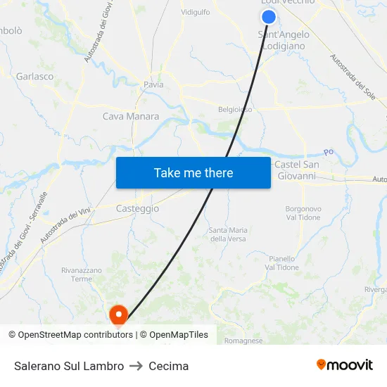 Salerano Sul Lambro to Cecima map